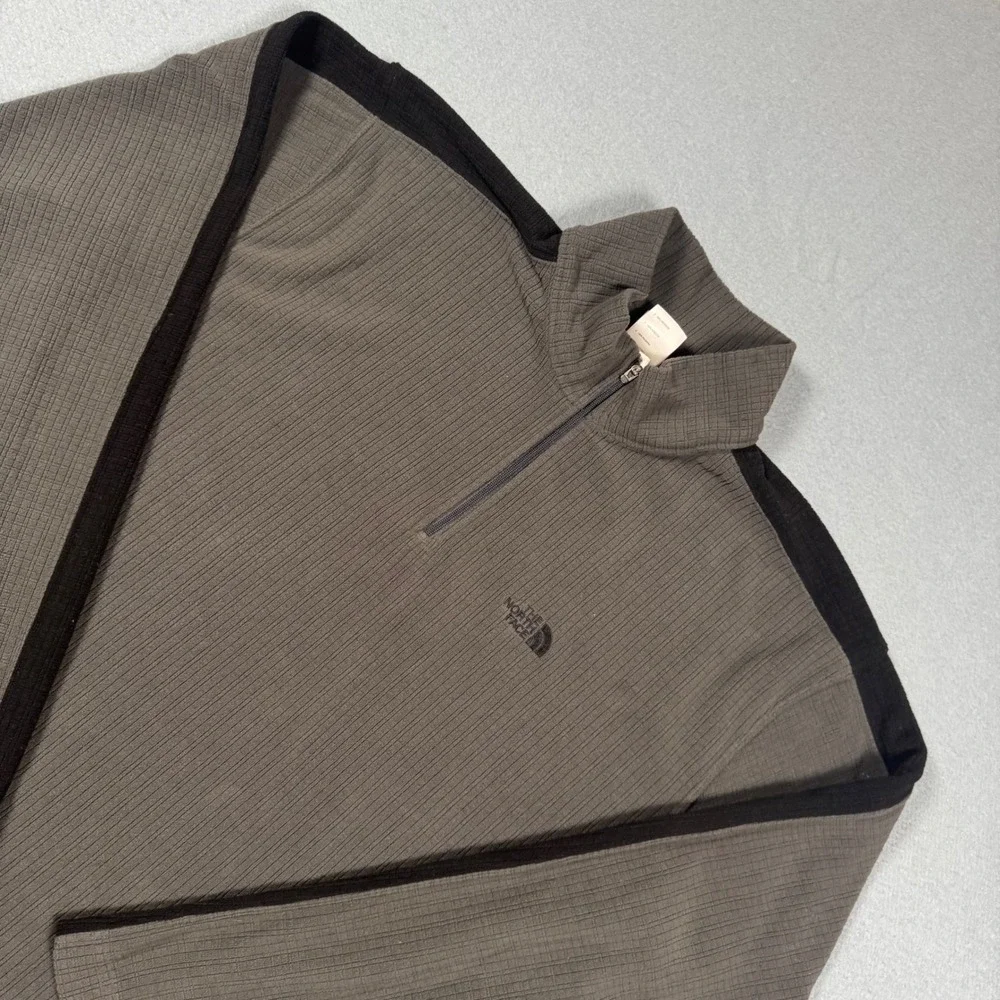 The North Face TKA 100 Fleece Pullover Mens Medium Grey 1/4 Zip Grid Textured